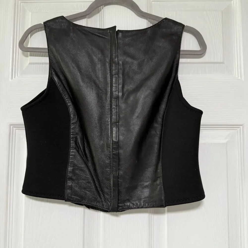 First Genuine Leather Women's Black Lace Up Corset Vest Size Medium - Picture 11 of 12